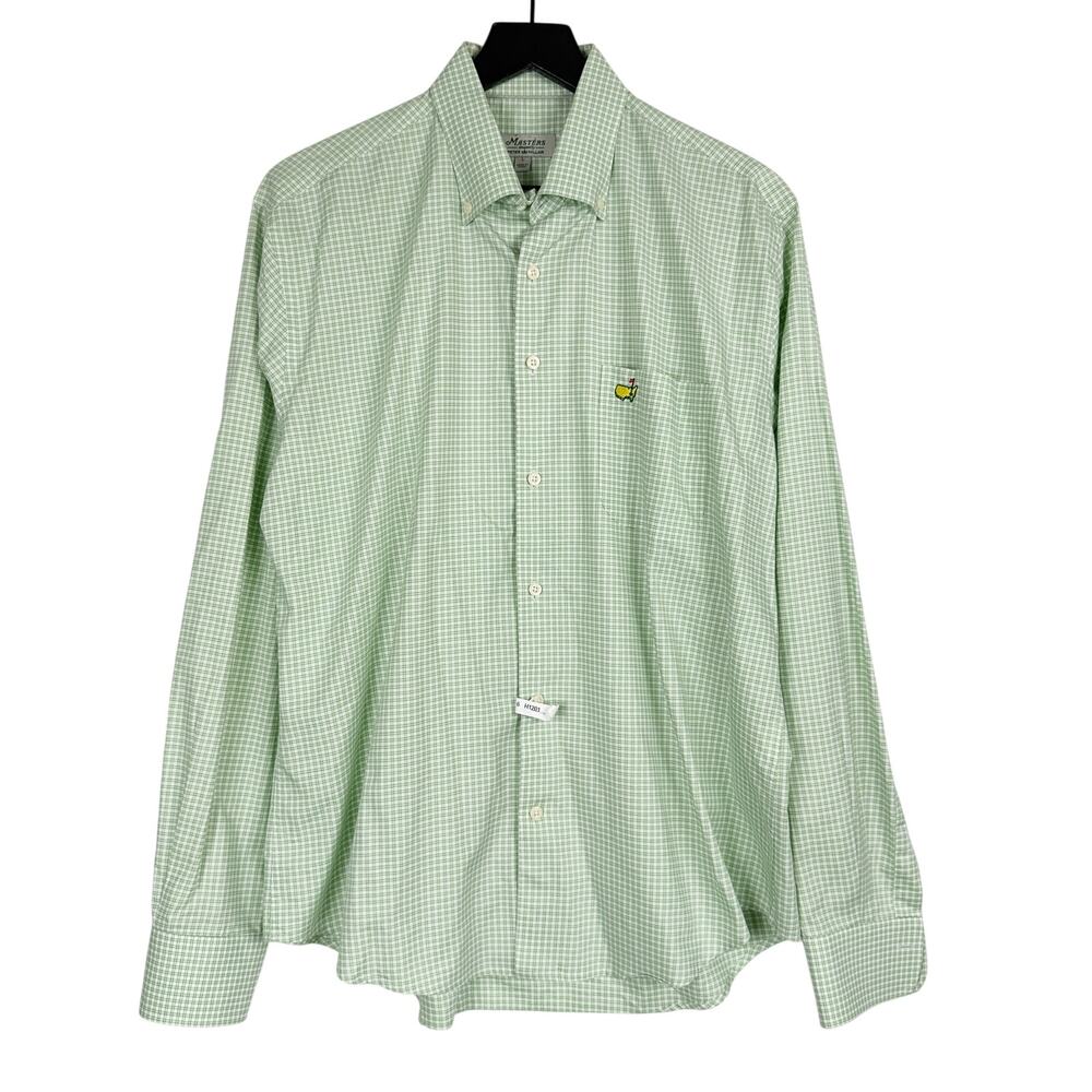 Masters Peter Millar Green Plaid Button Down Shirt Green White - L